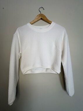 sundays White Cropped Crew Sweatshirt